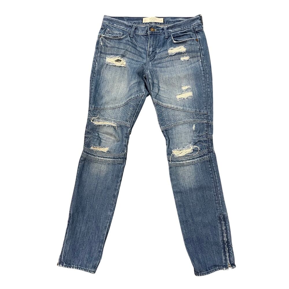 Abercrombie Fitch Moto Skinny Distressed Quilted Jeans Ankle Zip Women’s 6 W28